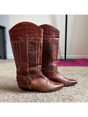 Vintage Circle S Iguana Leather Cowboy Western Boots Size 9.5